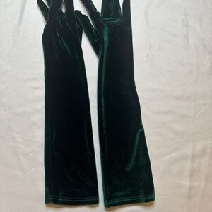 Dark Green Velvet Opera Gloves Elbow Length 16” One Size Formal Gothic